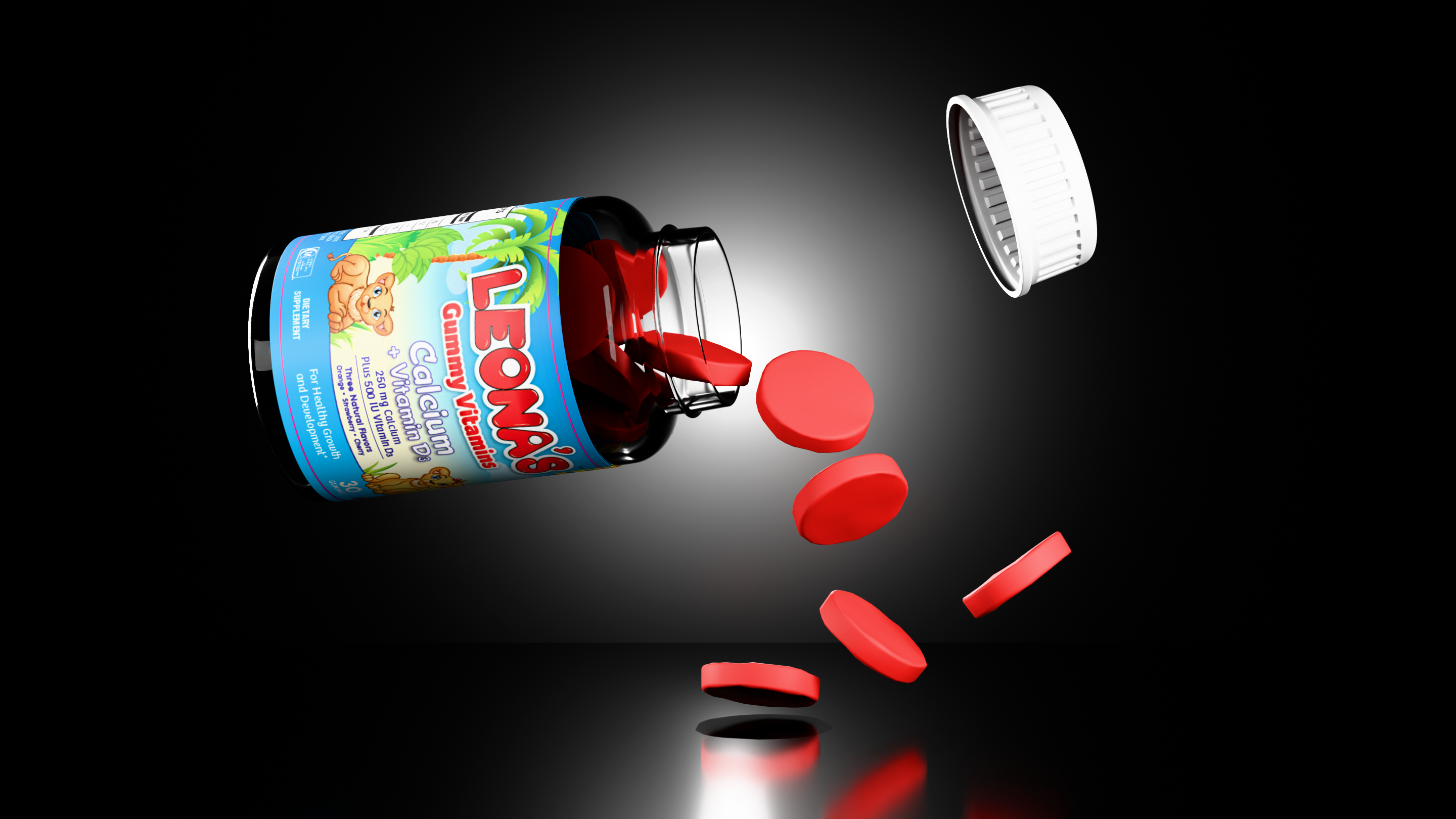 Premium 3D medicine gummy renders &amp; animations for pharma brands, ads, and marketing.